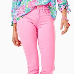 Lilly Pulitzer Women's Pink 29" South Ocean High Rise Skinny Jean Size 12